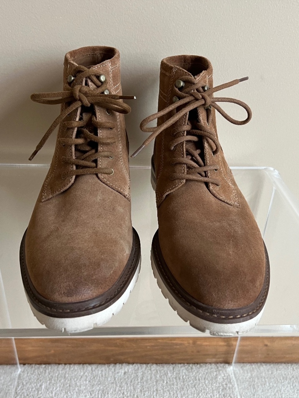 Johnston & Murphy Men's Barrett Plain Toe Boots Tan Leather Size 9.5